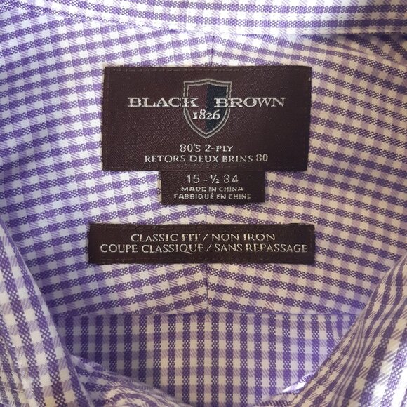 BLACK BROWN 1826 SZ 15.5 Classic Fit Egyptian Cotton Lavendar Button Up Shirt - Picture 5 of 14